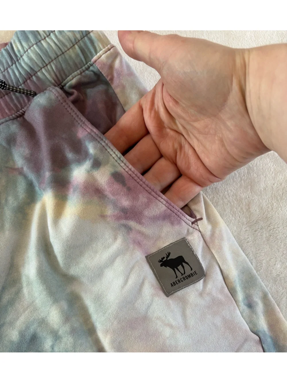 Abercrombie Kids 13/14 (XL) Active Shorts Purple Multi Tie Dye Athleisure Fleece
